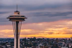 white space needle under black sky