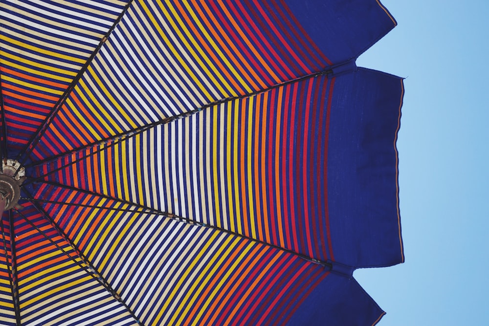 blue and multicolored umbrella