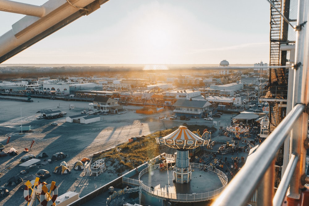 aerial view of amusement park during daytime