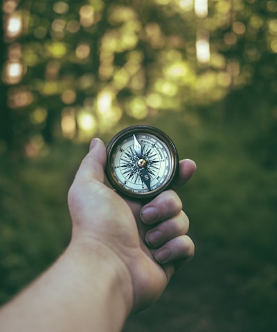 person holding compass