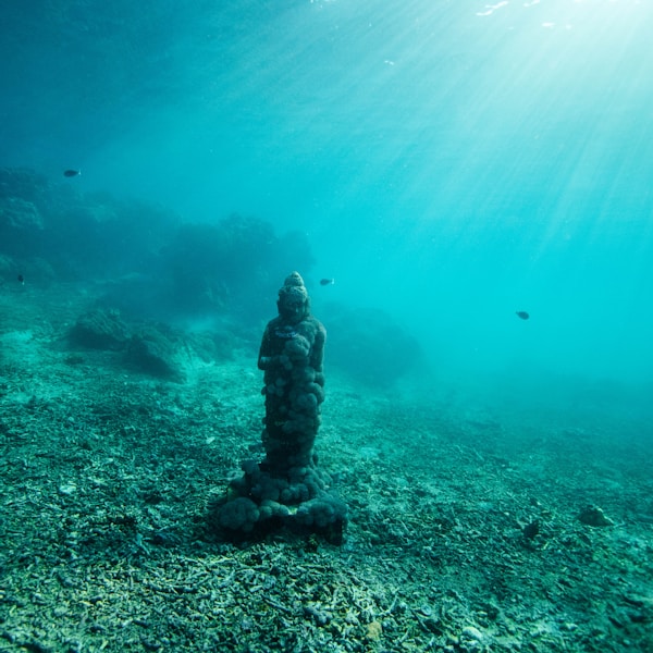 statue under ocean water