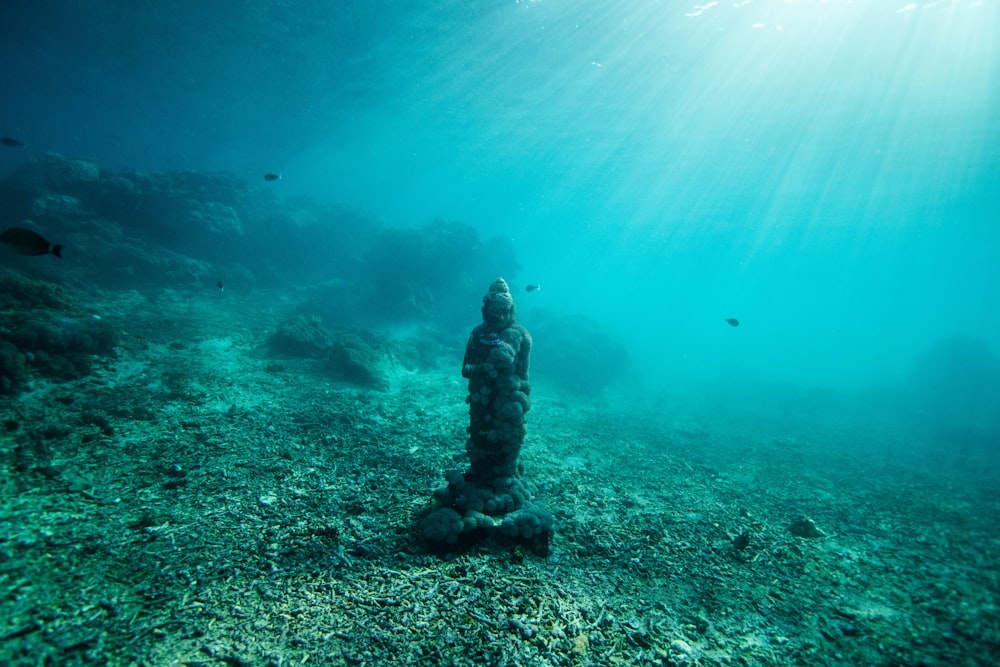 statue under ocean water