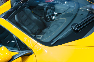 Interior view of a 2020 Ford Mustang showcasing leather seats and sporty design.