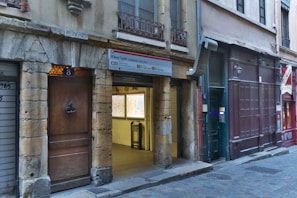 A guide pointing out architectural details on a stroll through Lyon's Renaissance district