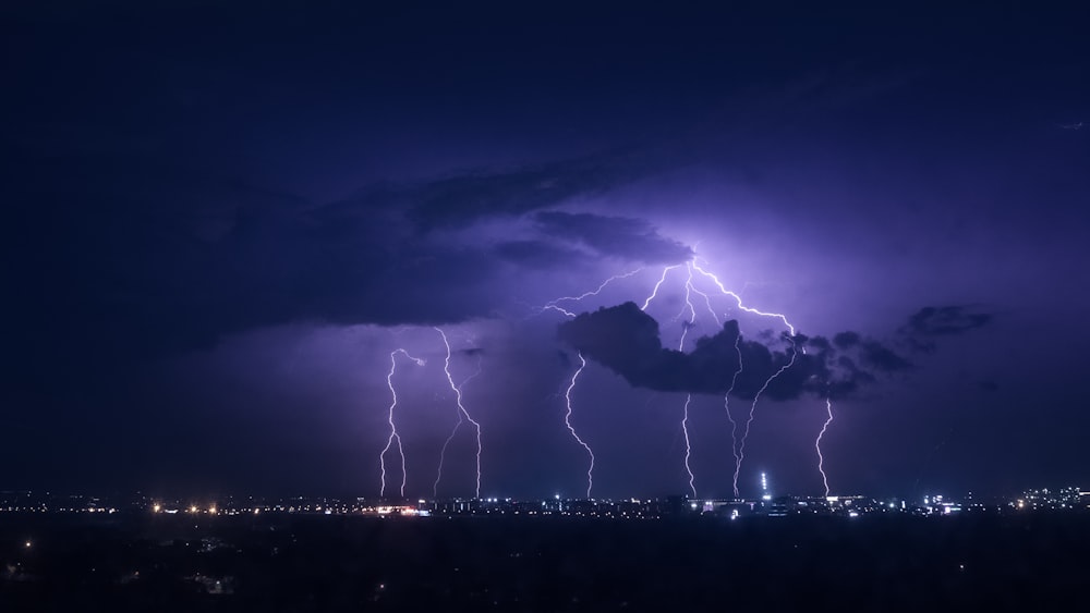 lightning at night time