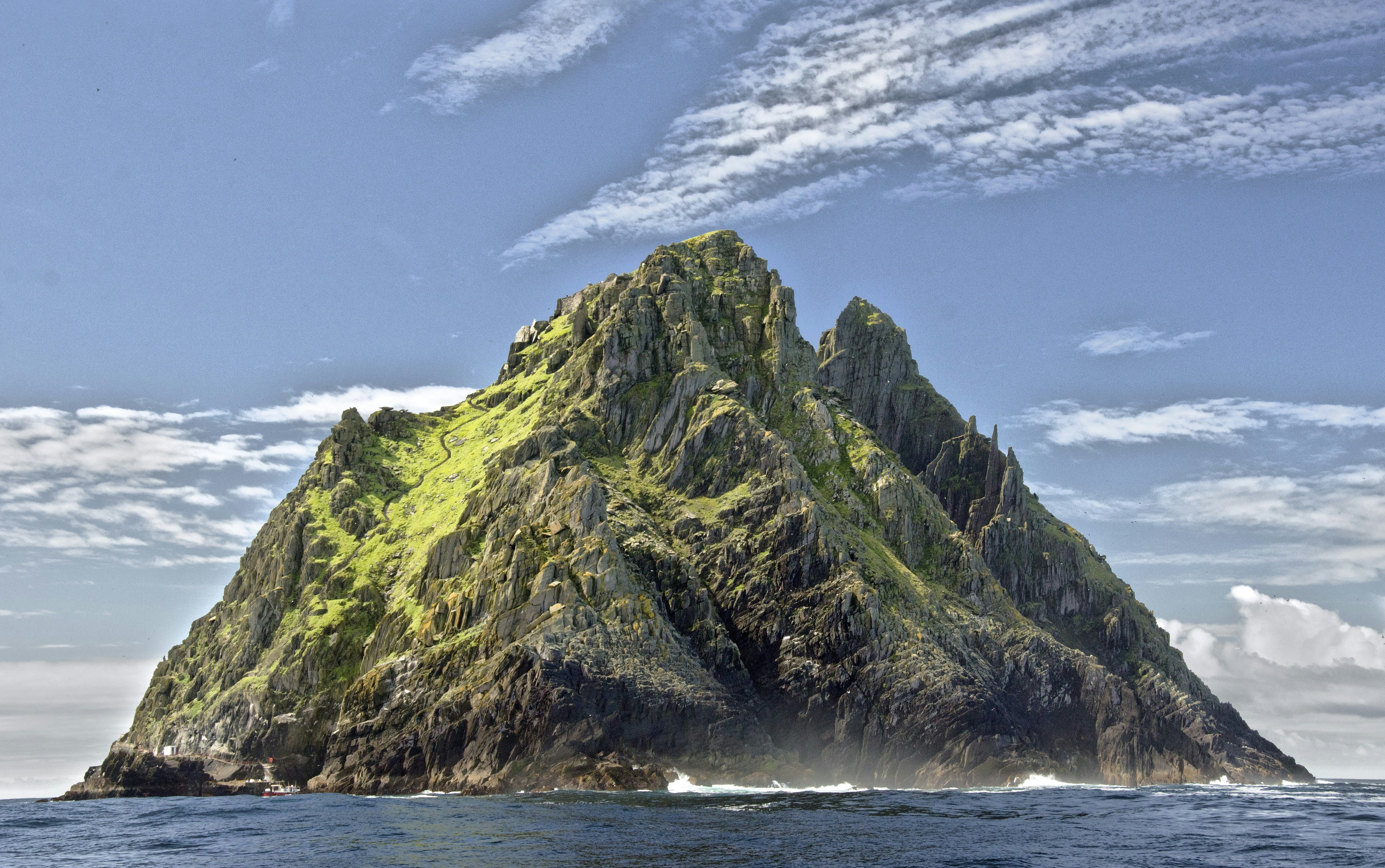 Skellig Michael (Ireland).<br />
Also doubles as Luke Skywalker's retreat/pity palace in Star Wars