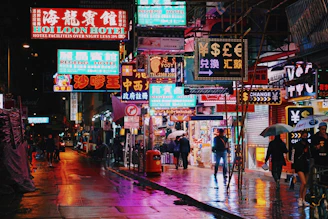 people walking on side of road