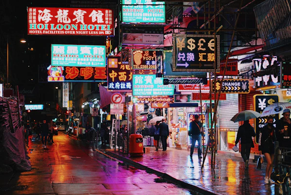 people walking on side of road