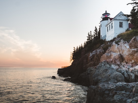 white lighthouse near sea at daytime in Acadia National Park United States