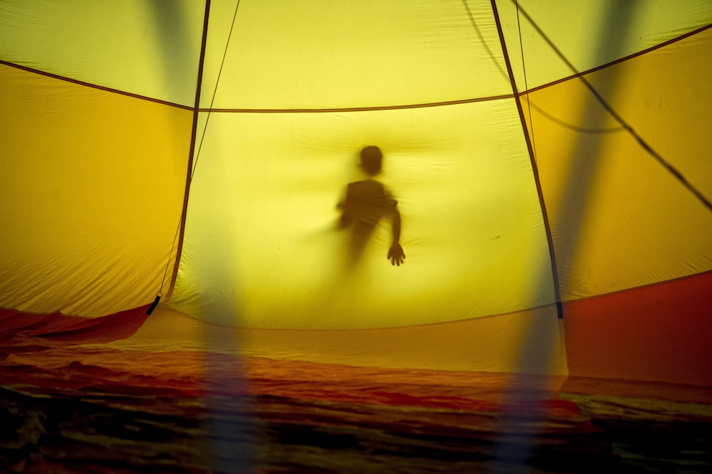 yellow and orange tent interior