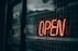 turned on red open LED signage