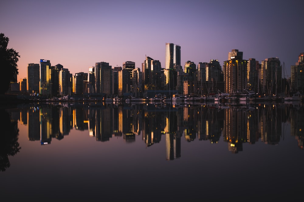 city skyline near water