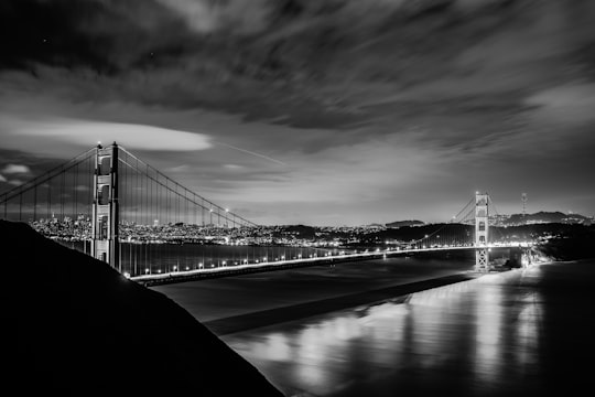 grayscale photography of Golden Gate Bridge in Marin County United States