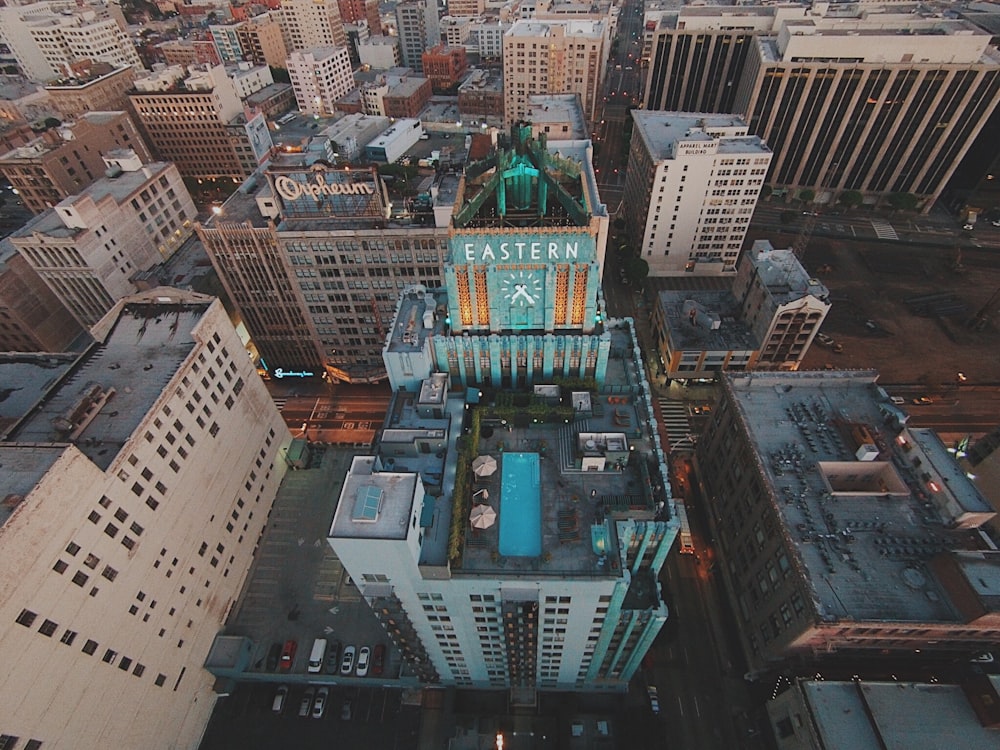 aerial photo of blue Eastern high rise building