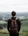 person overlooking on tall trees during daytime