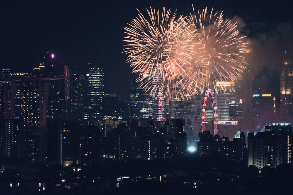 time lapse photography of orange fireworks