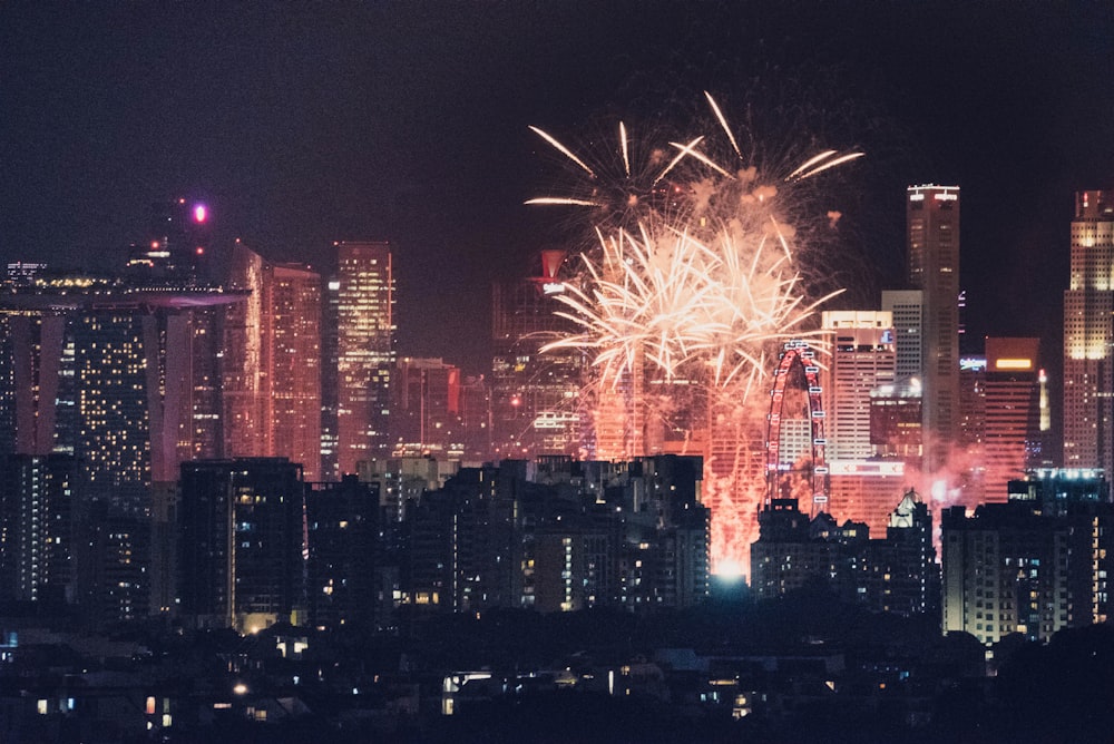 fireworks display in the city