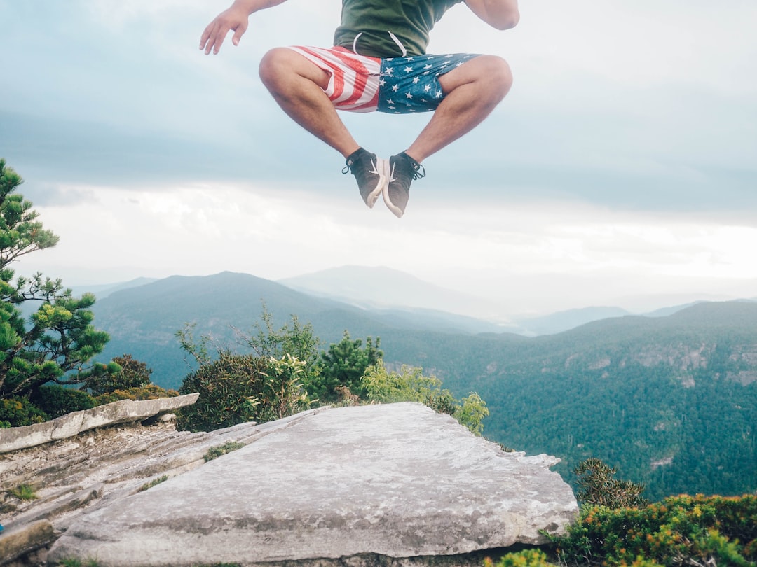 man jumpin in mid air