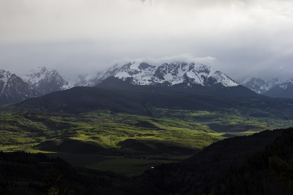 Panoramafoto des Gletscherberges über dem Wald