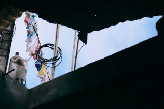 blue and yellow electric wires in Trujillo Peru