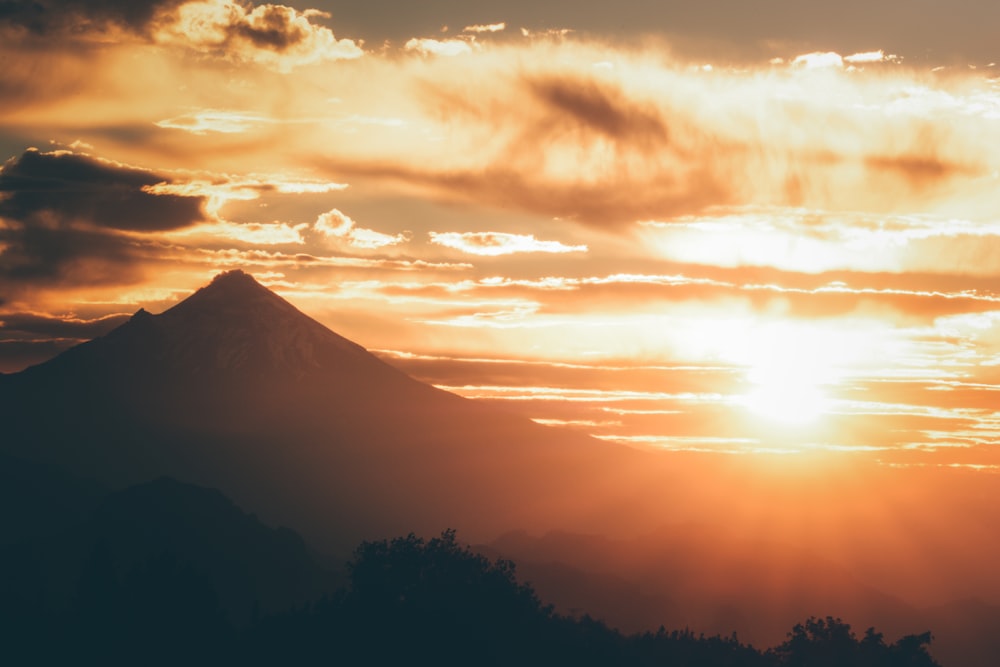 landscape photo of mountain at golden hour