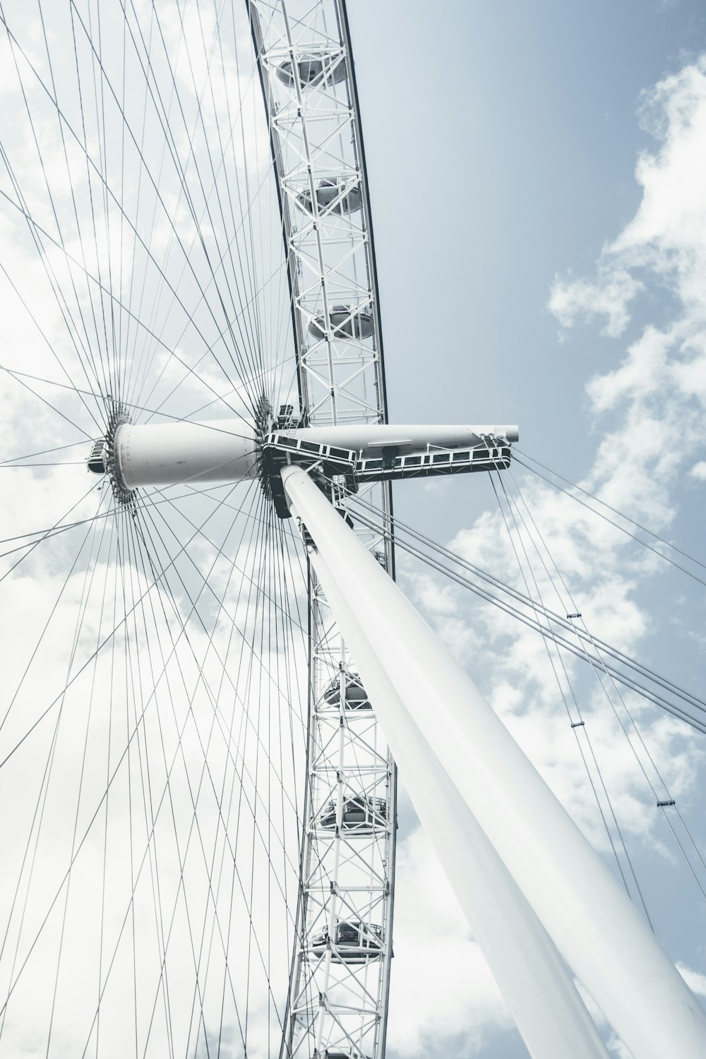 a large ferris wheel on a cloudy day