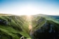 aerial view of grass mountains