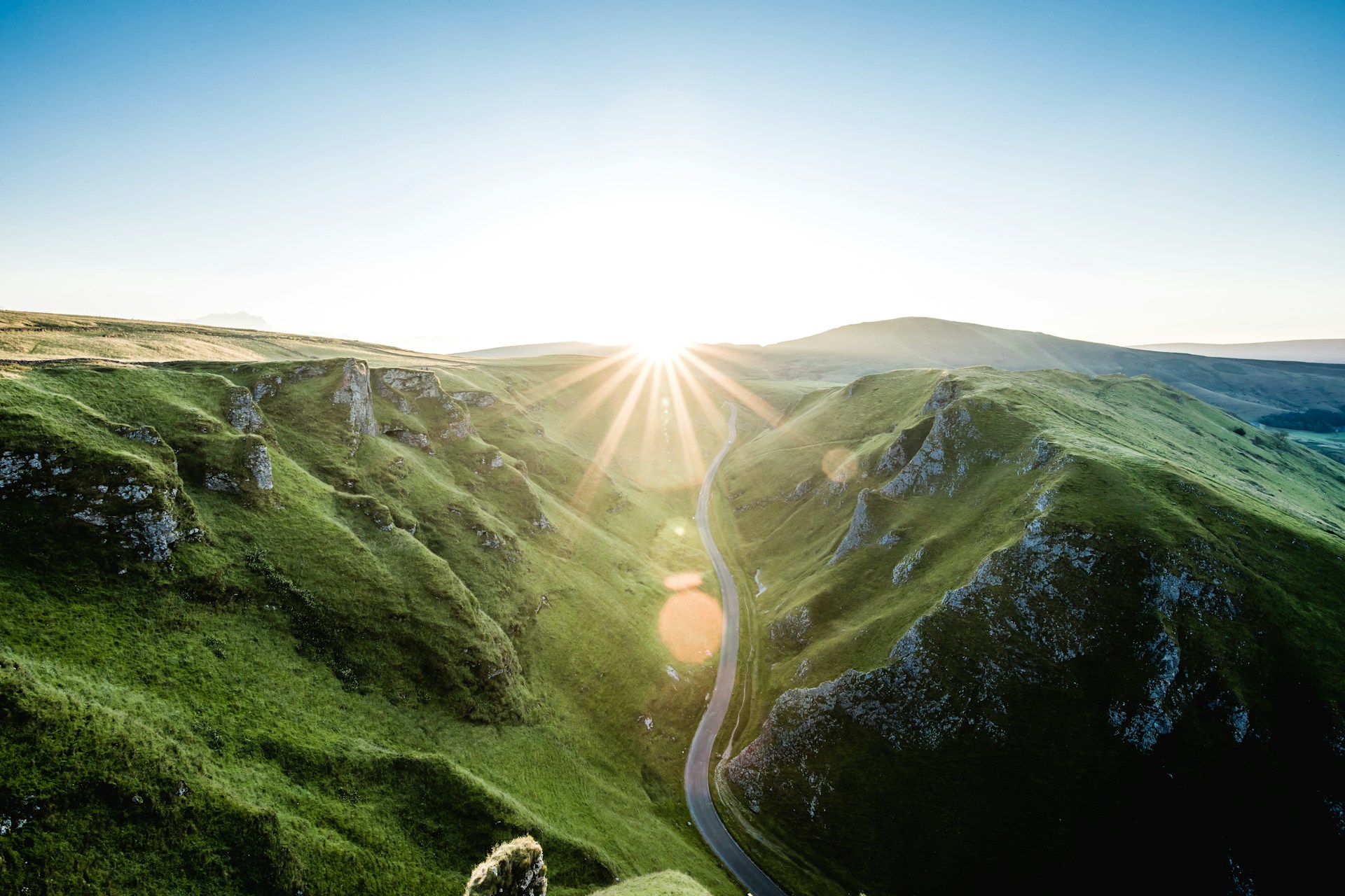 aerial view of grass mountains