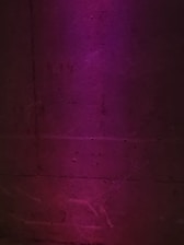 Modern interior wall with smooth cement finish and vibrant purple accents.