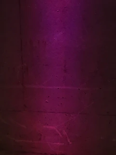 Artistic projection mapping in rich purple hues illuminating a textured wall in a dark room.