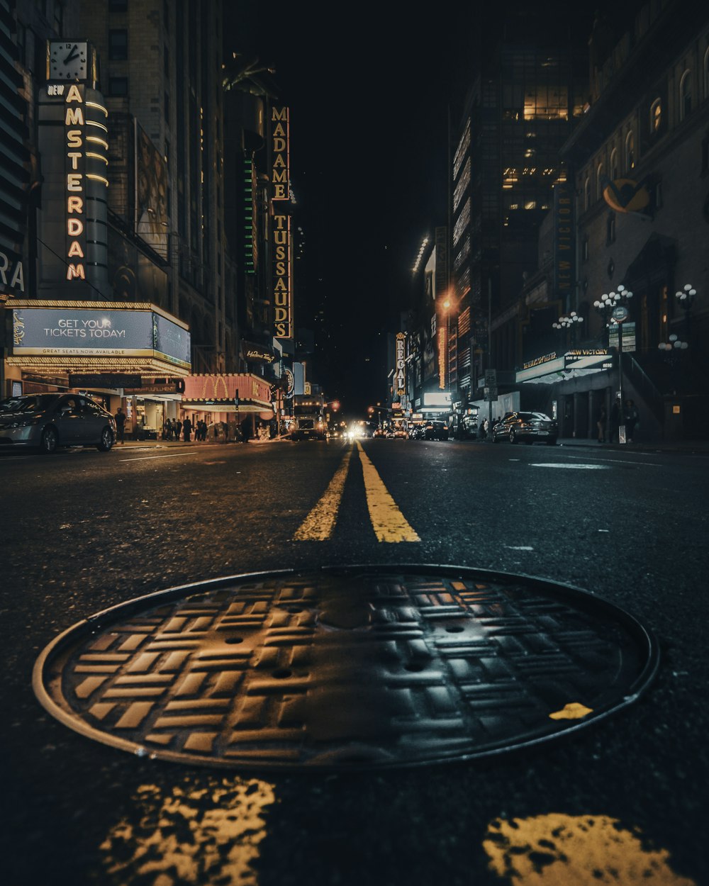 worm's eye view of sewer lid