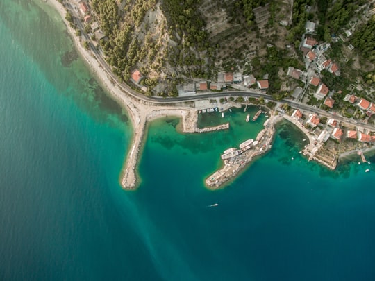birds eye view of ocean cove in Split Croatia