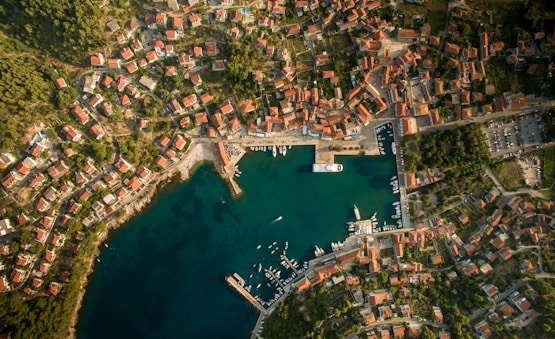 aerial photo of body of water and buildings at daytime