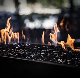 macro photography of lit fire pit