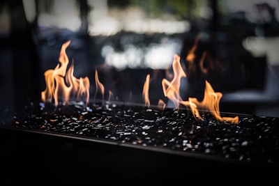 macro photography of lit fire pit