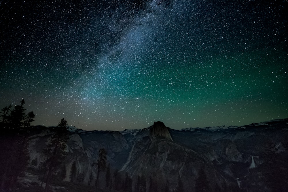 milky way on top of mountains