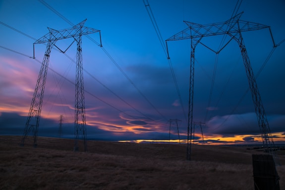 electric post during sunset