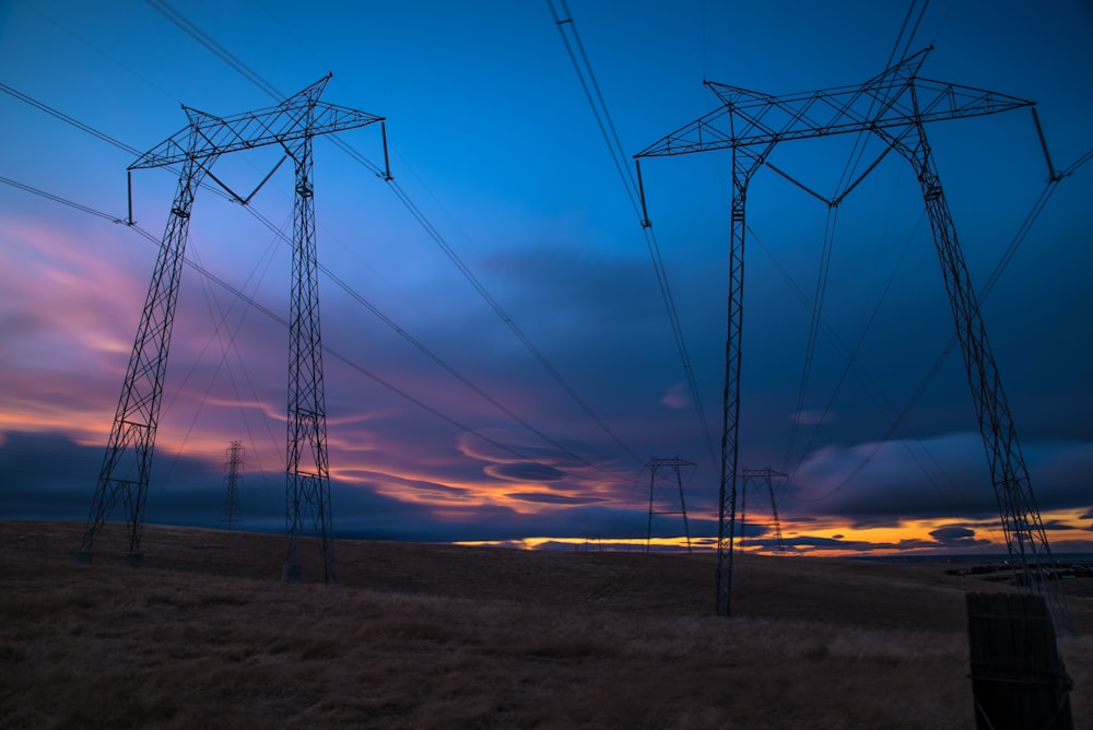 electric post during sunset