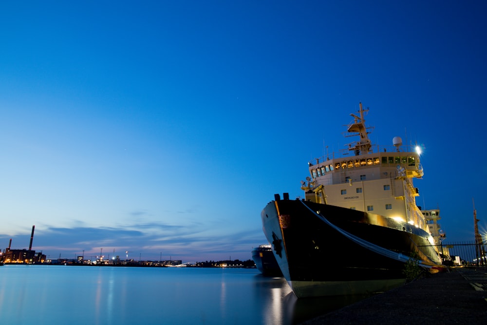 white and black ship