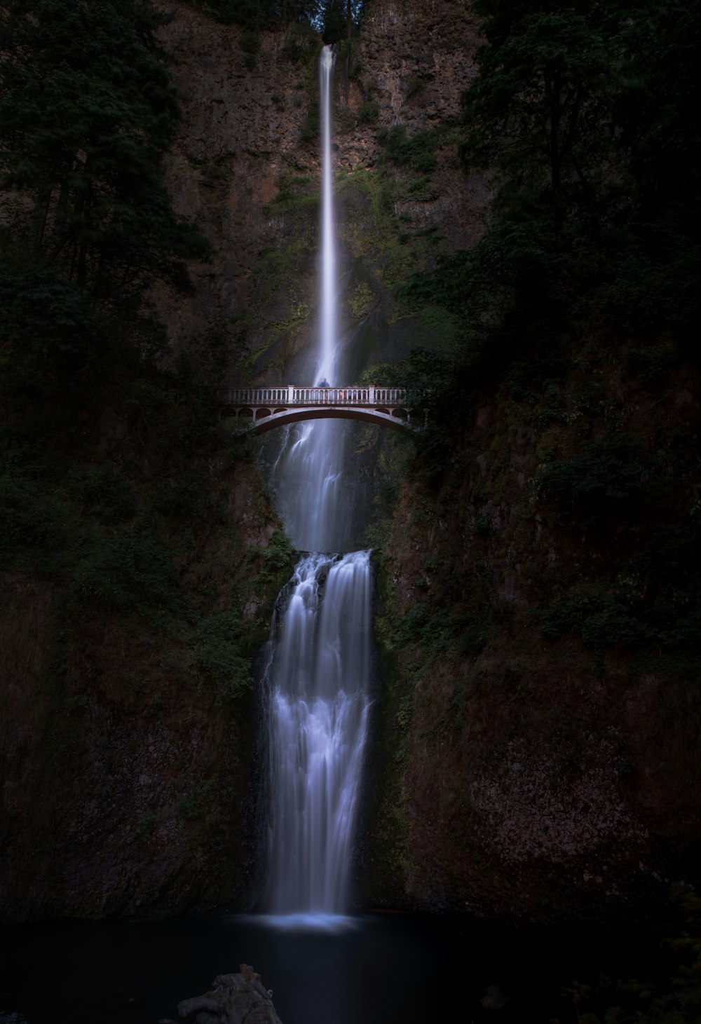 pont près des chutes d’eau pendant la journée