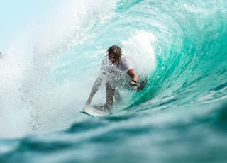 time lapse photography surfer in wave water