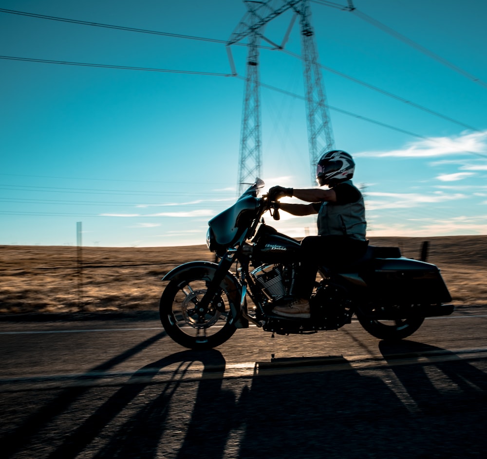 black touring motorcycle