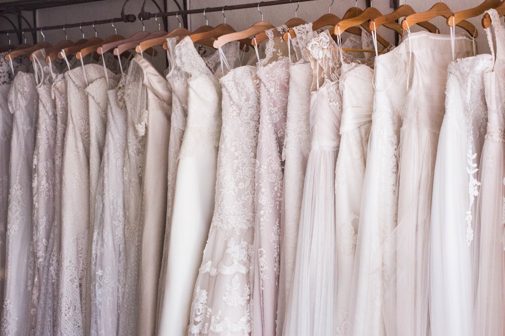 women's white dress on hangers