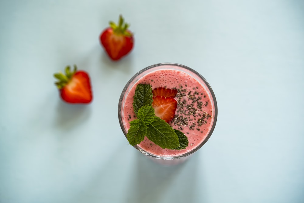 strawberry juice on white surface