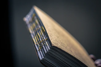 Close-up of a beautifully wrapped special edition book with sprayed edges.