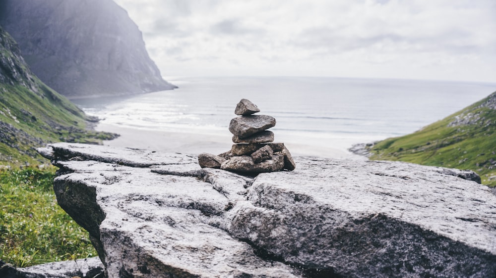 cairn stones on rock formation