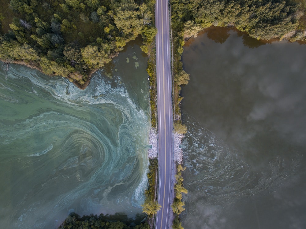 aerial photograph of road