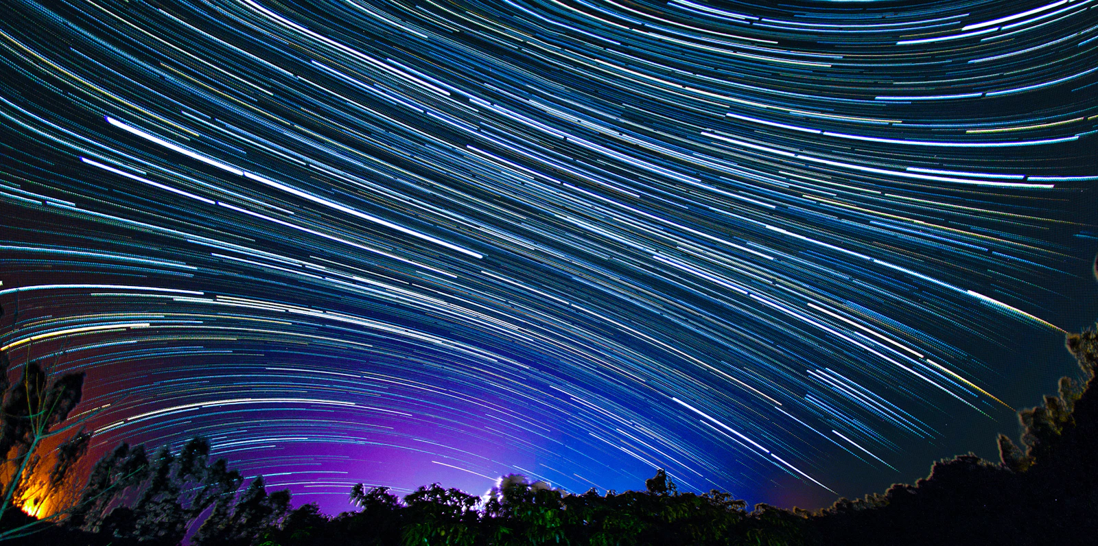 Star trails over a night sky