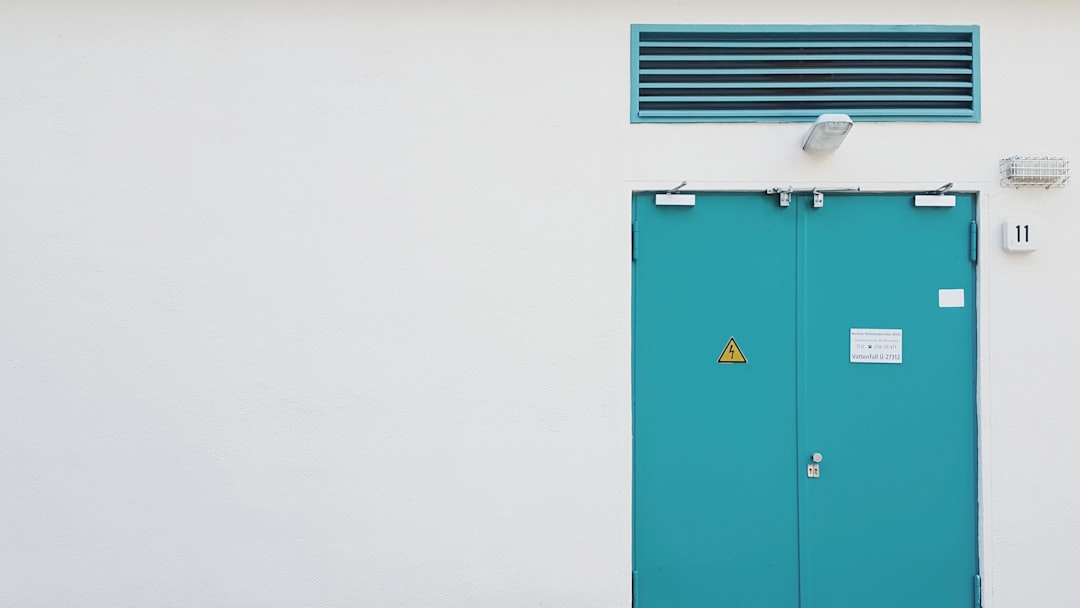 teal metal close door