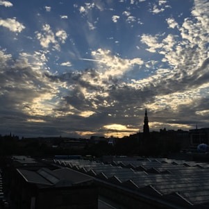 A stunning view of Barcelona's skyline at sunset.